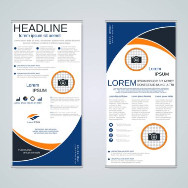 Modern geometrik rulo iş afişleri, çift taraflı pilot vektör tasarım şablonu