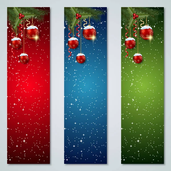 Navidad Año Nuevo Colección Banners Vectoriales Verticales — Vector de stock