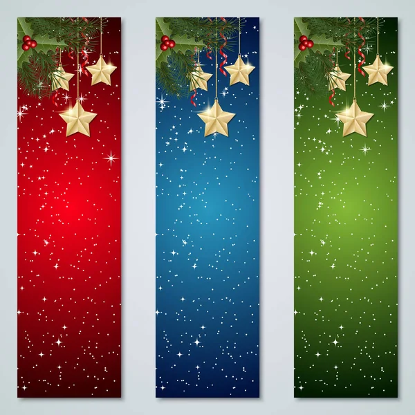 Christmas New Year Vertical Vector Banners Collection — Stock Vector