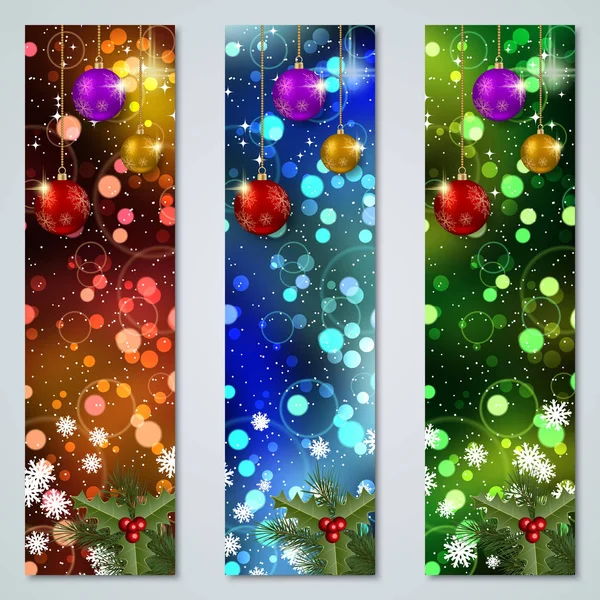 Navidad Año Nuevo Colección Banners Vectoriales Verticales — Vector de stock