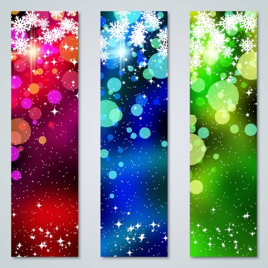 Noel ve Yeni Yıl dikey vektör pankartları koleksiyonu