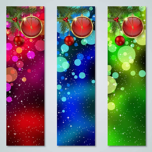 Christmas New Year Vertical Vector Banners Collection — Stock Vector