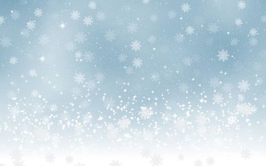 Yılbaşı ve yeni yıl yıldızlı ve kar taneli bulanık vektör arkaplanı