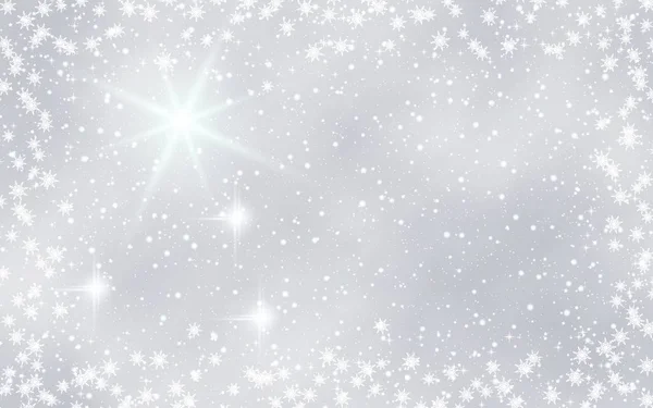 Navidad Año Nuevo Borroso Vector Fondo Con Estrellas Copos Nieve — Archivo Imágenes Vectoriales