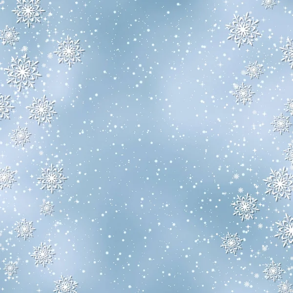 Navidad Año Nuevo Borroso Vector Fondo Con Estrellas Copos Nieve — Vector de stock