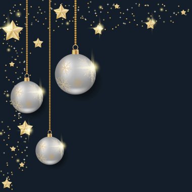 Noel ve Yeni Yıl kış dekorlu siyah lüks vektör geçmişi