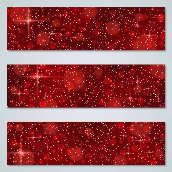 Christmas New Year Luxury Red Vector Banners Collection — Stock Vector