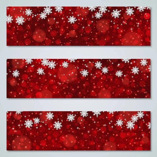 Navidad Año Nuevo Colección Banners Vectores Rojos Lujo — Vector de stock