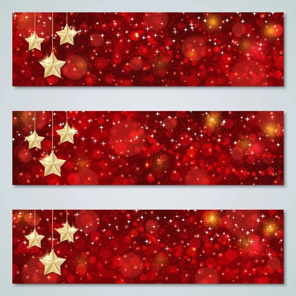 Christmas New Year Luxury Red Vector Banners Collection — стоковий вектор