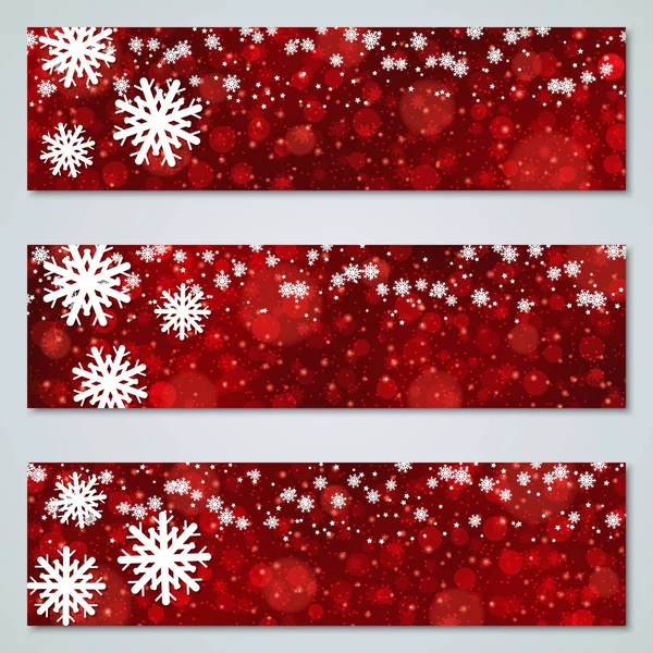 Navidad Año Nuevo Colección Banners Vectores Rojos Lujo — Vector de stock