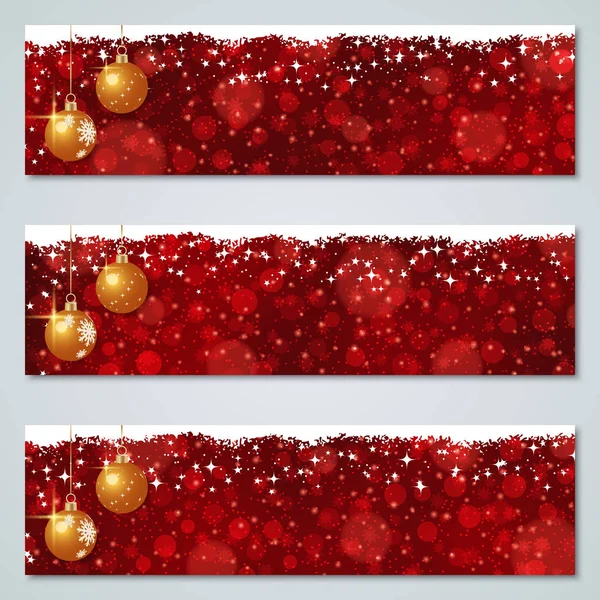 Boże Narodzenie Nowy Rok Luksusowy Czerwony Wektor Banery Kolekcji — Wektor stockowy