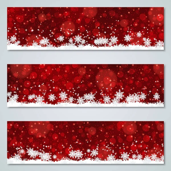 Christmas New Year Luxury Red Vector Banners Collection — Stock Vector