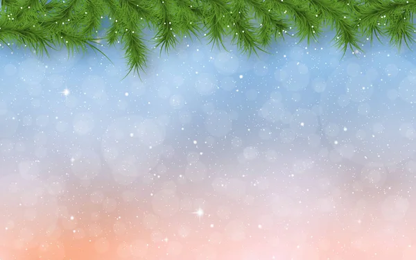 Рождество Новый Год Размытые Векторные Фон Звездами Снежинками Елками Границы — стоковый вектор
