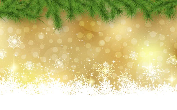 圣诞节和新年模糊了矢量背景 雪花和冷杉枝条交织在一起 — 图库矢量图片