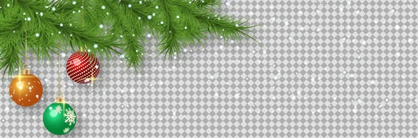 Plantilla Banner Vectorial Navidad Año Nuevo Roca Ramas Abeto Sobre — Archivo Imágenes Vectoriales