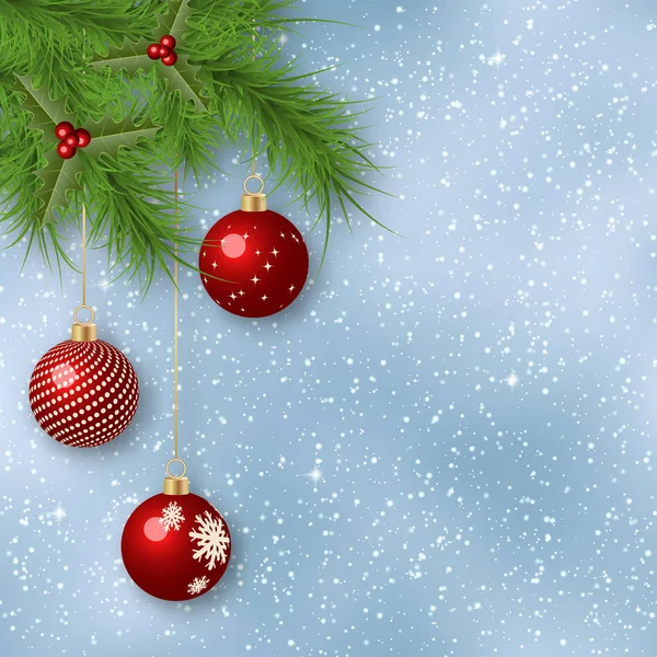 Navidad Año Nuevo Fondo Vector Azul Con Decoración Invierno — Vector de stock