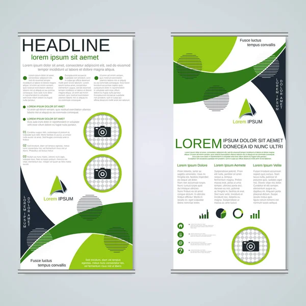 Modern Geometric Roll Business Banners Two Sided Flyer Vector Design — Stock Vector