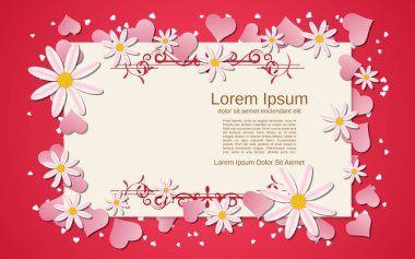 Kalpli ve çiçekli Sevgililer Günü vektör arkaplanı