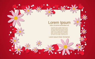 Kalpli ve çiçekli Sevgililer Günü vektör arkaplanı