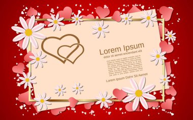 Kalpli ve çiçekli Sevgililer Günü vektör arkaplanı