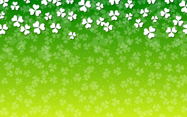 Fond Vectoriel Vert Saint Patrick Avec Feuilles Trèfle — Image vectorielle
