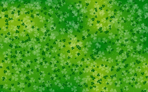 圣帕特里克日绿色矢量背景与三叶草叶 — 图库矢量图片