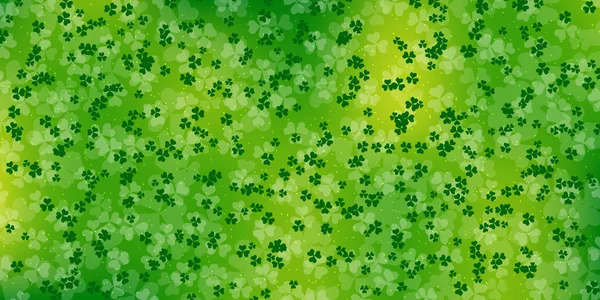 Patrick Day Groene Vector Achtergrond Met Klaver Bladeren — Stockvector