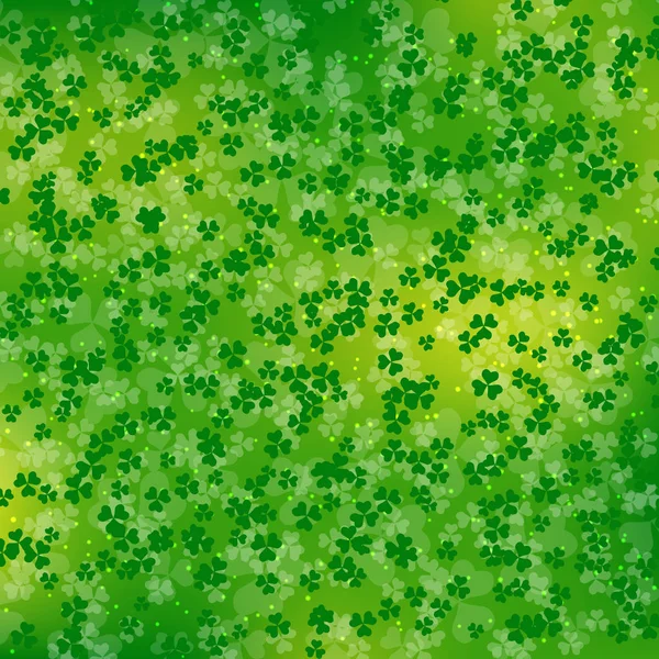 聖パトリックの日緑のベクトルの背景とクローバーの葉 — ストックベクタ