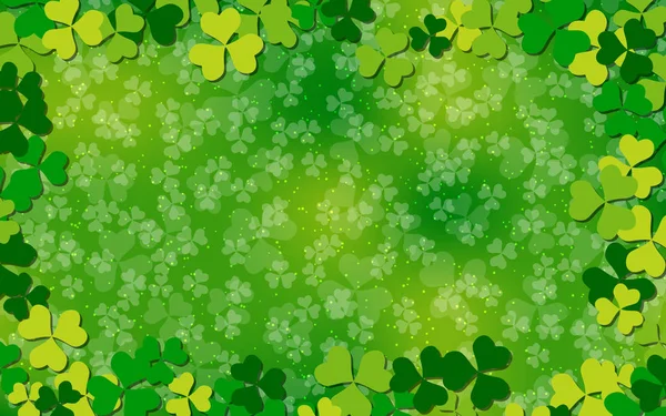 Patrick Day Grüner Vektor Hintergrund Mit Kleeblättern — Stockvektor