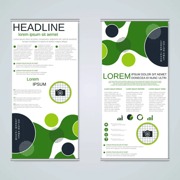 Moderne Geometrische Roll Business Banners Tweezijdige Flyer Vector Design Template — Stockvector