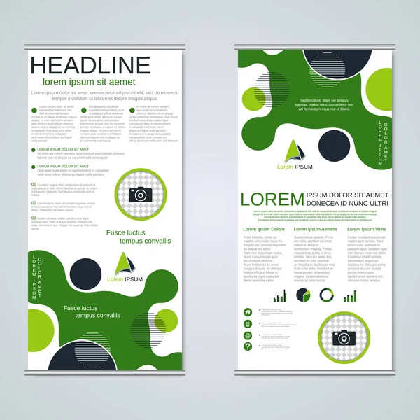 Moderne Geometrische Roll Business Banners Tweezijdige Flyer Vector Design Template — Stockvector