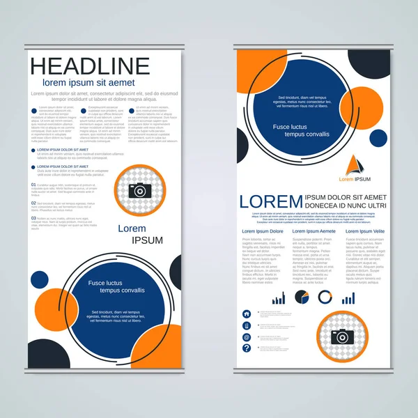Bandeiras Negócios Modernas Geométricas Roll Modelo Design Vetorial Panfleto Dois — Vetor de Stock