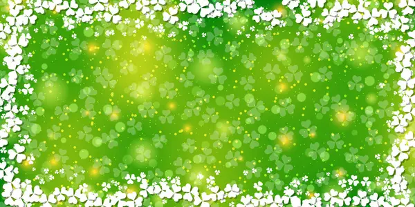 Patrick Day Green Unscharfer Vektorhintergrund Mit Kleeblättern Und Bokeh Effekt — Stockvektor