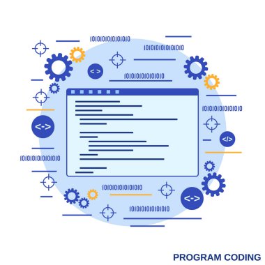 Program coding, application development, algorithm optimization flat design style vector concept illustration clipart svg vector 