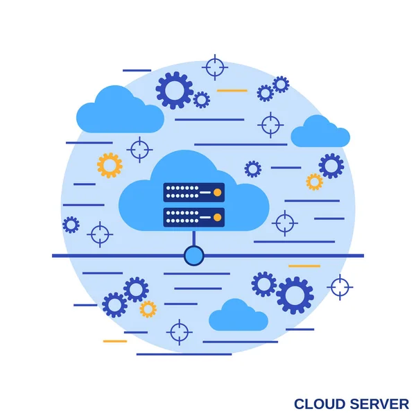 Illustrazione Del Concetto Vettore Design Piatto Del Server Cloud — Vettoriale Stock