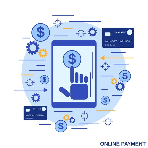 Online Betaling Overschrijving Financiële Transactie Platte Ontwerp Stijl Vector Concept — Stockvector