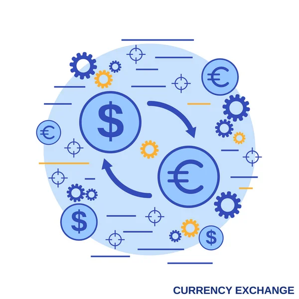 外貨両替 金融取引フラットなデザイン スタイル ベクトル概念図 — ストックベクタ