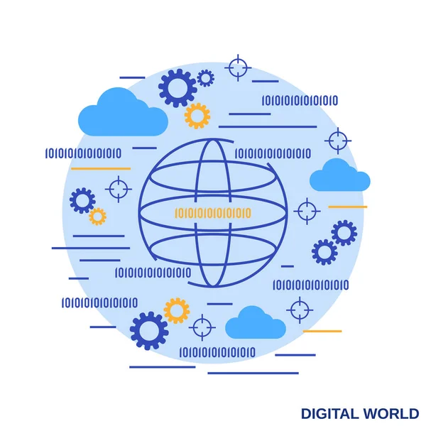 デジタル世界 グローバル通信フラットデザインベクトルコンセプトイラスト — ストックベクタ