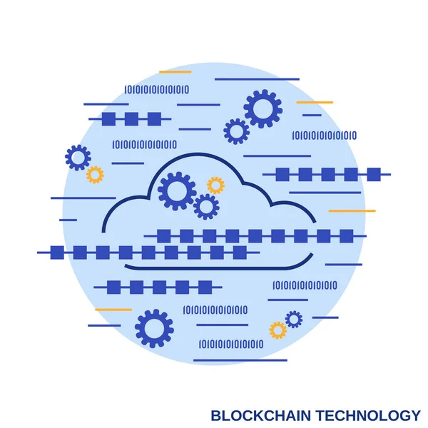 Blockchain Teknolojisi Düz Tasarım Biçimi Vektör Gösterimi — Stok Vektör