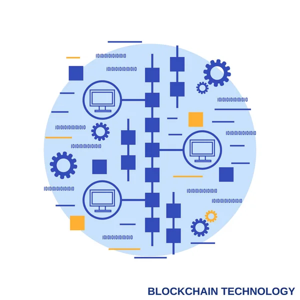 Blockchain Tecnologia Design Plano Estilo Vetor Conceito Ilustração — Vetor de Stock