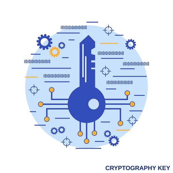 Chave Digital Criptografia Proteção Criptomoeda Conceito Vetor Estilo Estilo Plano —  Vetores de Stock