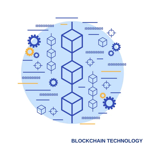 Blockchain Tecnologia Design Plano Estilo Vetor Conceito Ilustração — Vetor de Stock