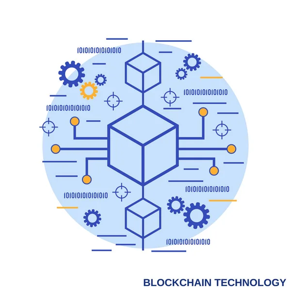 Blockchain Tecnologia Design Plano Estilo Vetor Conceito Ilustração —  Vetores de Stock