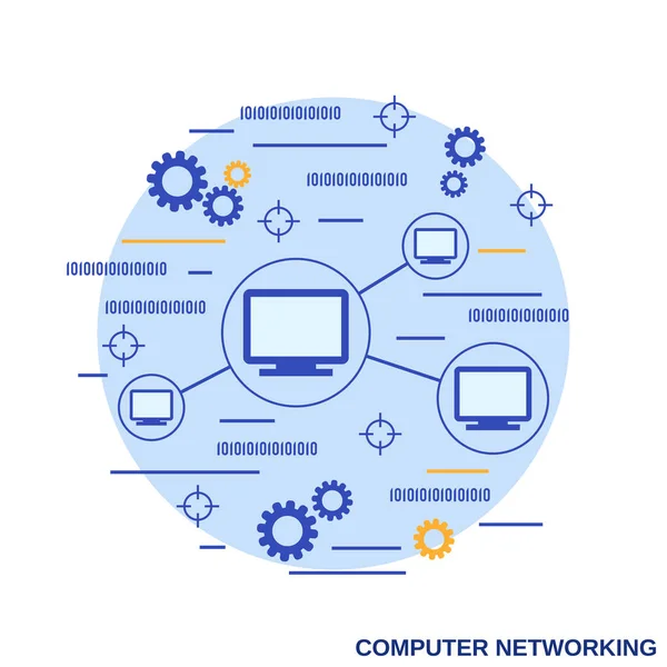 Red Informática Diseño Plano Estilo Vector Concepto Ilustración — Vector de stock