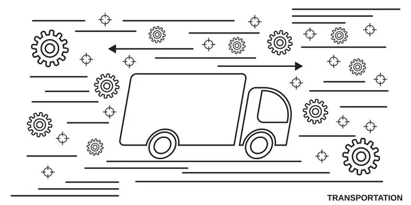 Transportation Logistics Delivery Thin Line Art Style Vector Concept Illustration — Stock Vector