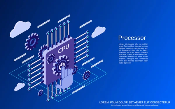 Ilustracja Koncepcji Wektora Izometrycznego Płaskiego Procesora — Wektor stockowy