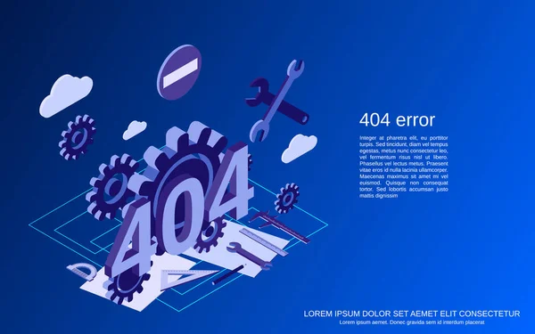404 Error Page Flat Isometric Vector Concept Illustration — Stock Vector