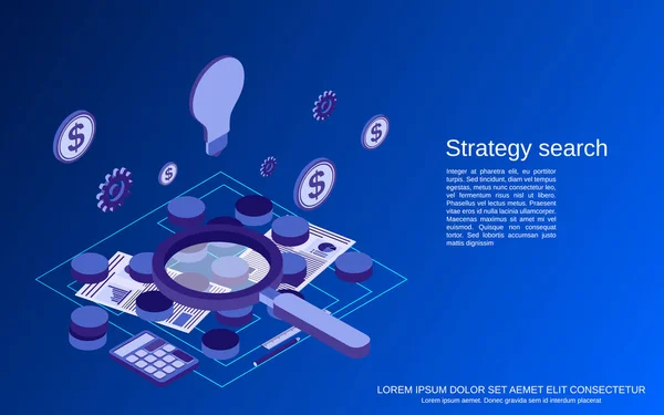 Pesquisa Estratégia Escolha Solução Negócio Busca Plana Ilustração Vetor Isométrico — Vetor de Stock