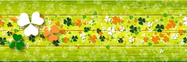 Fond Bois Saint Patrick Avec Feuilles Trèfle — Image vectorielle