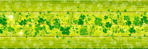 Fond Bois Saint Patrick Avec Feuilles Trèfle — Image vectorielle